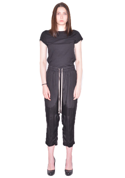 RICK OWENS WOMEN RP01D2308 J DRAWSTRING CROPPED PANTS BLACK SS24 | DOSHABURI Online Shop