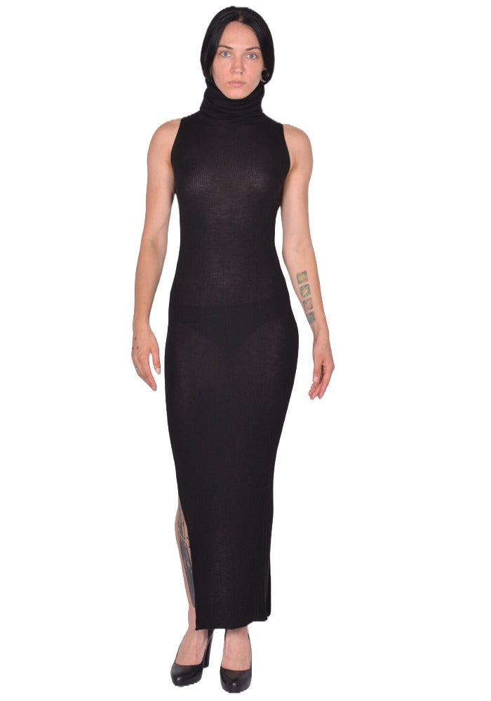 RICK OWENS TUBE DRESS BLACK NEW WOOL FW25 | 50%OFF SALE