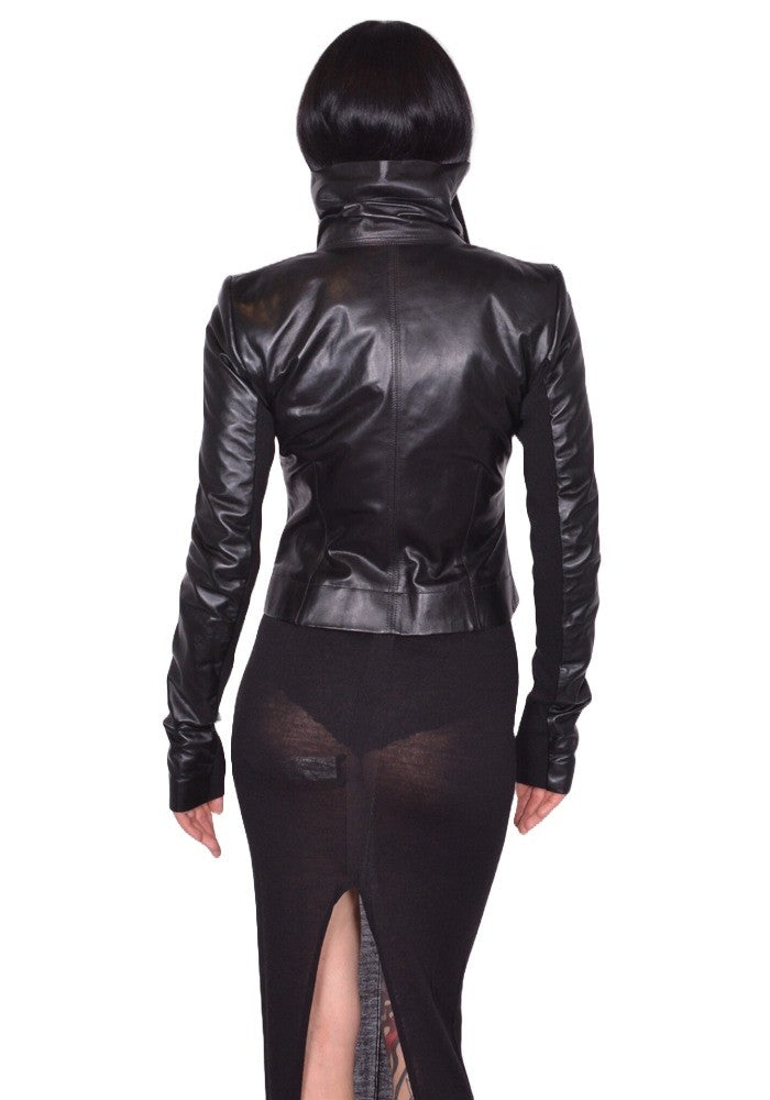 RICK OWENS WOMEN CLASSIC LEATHER JACKET BLACK FW25 | DOSHABURI Shop