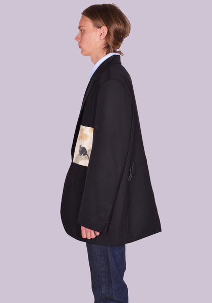 YUIKI SHIMOJI UNISEX PATCHED BLAZER BLACK TREECAT | DOSHABURI Online Shop