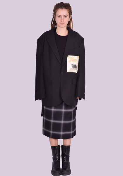 YUIKI SHIMOJI UNISEX PATCHED BLAZER BLACK TREECAT (New Season)