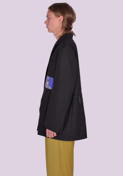 YUIKI SHIMOJI PATCHED BLAZER BLACK JOHNNY | DOSHABURI Online Shop