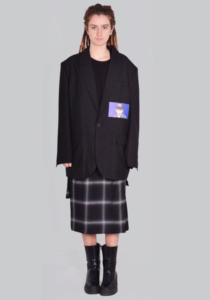 YUIKI SHIMOJI PATCHED BLAZER BLACK JOHNNY | DOSHABURI Online Shop