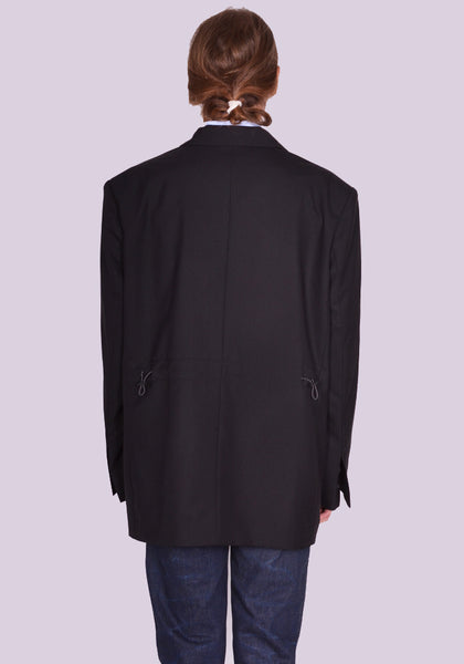 YUIKI SHIMOJI PATCHED BLAZER BLACK COCTEAU | DOSHABURI Online Shop