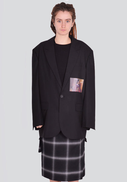 YUIKI SHIMOJI PATCHED BLAZER BLACK BLACK GEISHA GIRL | DOSHABURI Online Shop