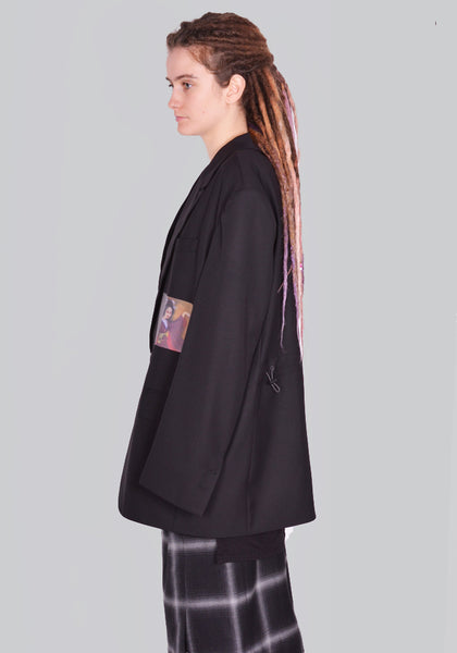 YUIKI SHIMOJI PATCHED BLAZER BLACK BLACK GEISHA GIRL | DOSHABURI Online Shop