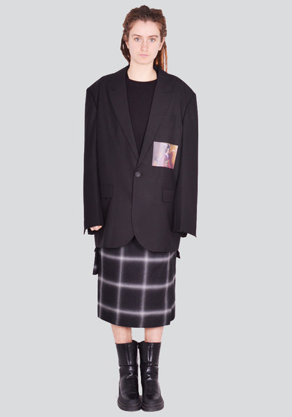 YUIKI SHIMOJI PATCHED BLAZER BLACK BLACK GEISHA GIRL | DOSHABURI Online Shop