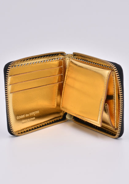COMME DES GARCONS SA7100MI MIRROR INSIDE ZIP WALLET GOLD | DOSHABURI Online Shop