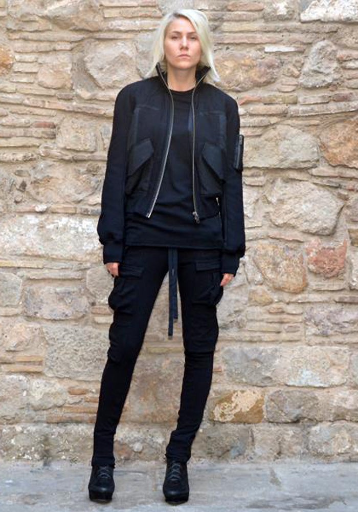 HAIDER ACKERMANN WOMENS PADDED ZIP-UP JACKET BLACK/RED | 50