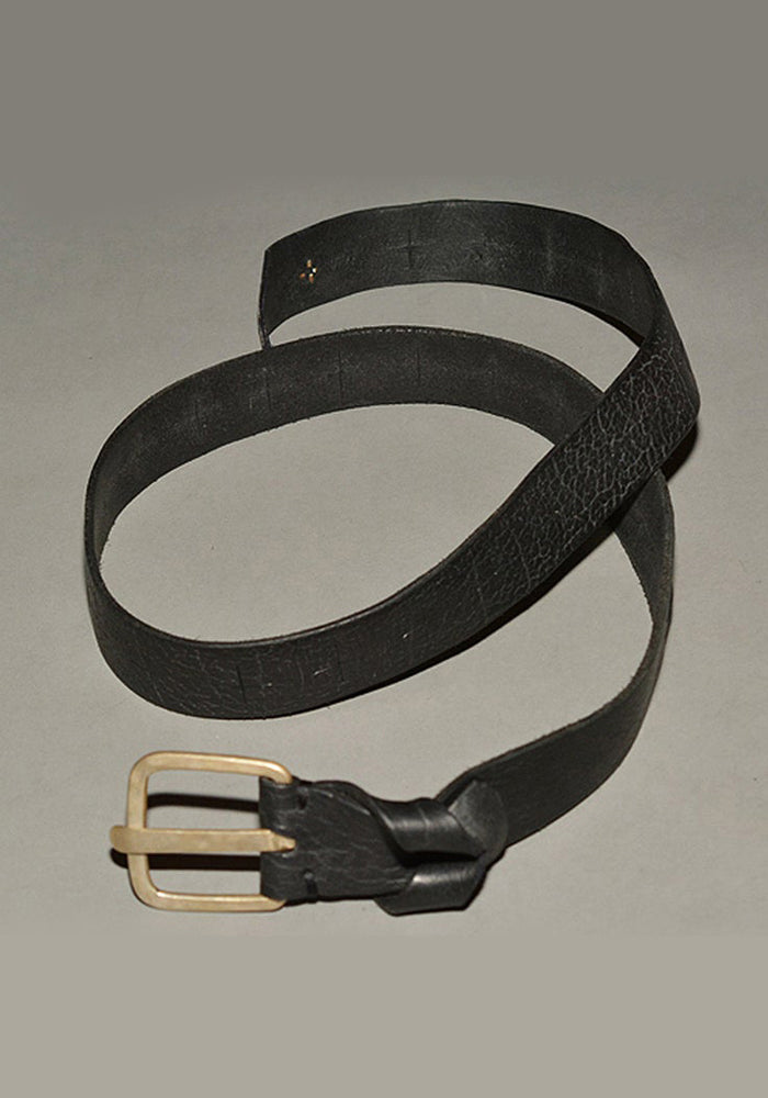 m.a+ by Maurizio Amadei CROSS CUTS WIDE LEATHER BELT BLACK-DOSHABURI