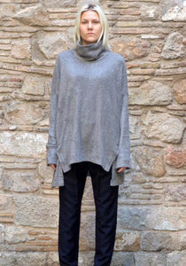 UJOH TURTLE NECK KNIT TUNIC SWEATER GREY | 50%OFF SALE | Doshaburi Online Outlet