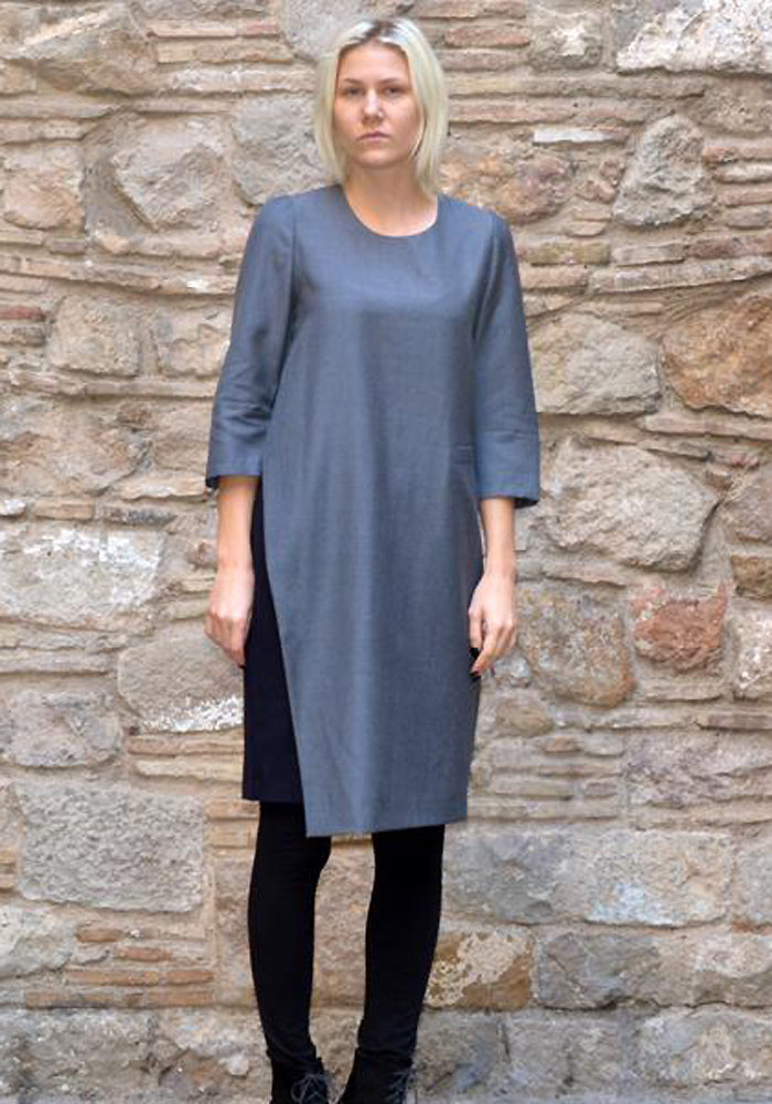 UJOH SLIT DRESS GREY/NAVY | 50%OFF SALE