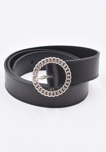 ERNEST W. BAKER BE06B LE01 SILVER CHAIN BUCKLE BELT BLACK SS23 | DOSHABURI Online Shop