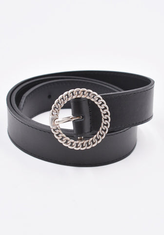 ERNEST W. BAKER BE06B LE01 SILVER CHAIN BUCKLE BELT BLACK SS23 | DOSHABURI Online Shop