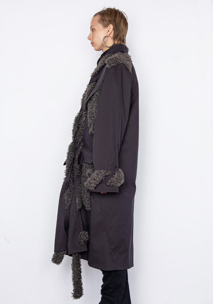KIKO KOSTADINOV KKWAW22C02-16 BRAIDED TRIM COAT CINDER/STEEL GREY FW22 | DOSHABURI Online Shop