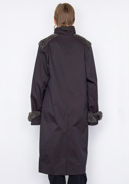 KIKO KOSTADINOV KKWAW22C02-16 BRAIDED TRIM COAT CINDER/STEEL GREY FW22 | DOSHABURI Online Shop