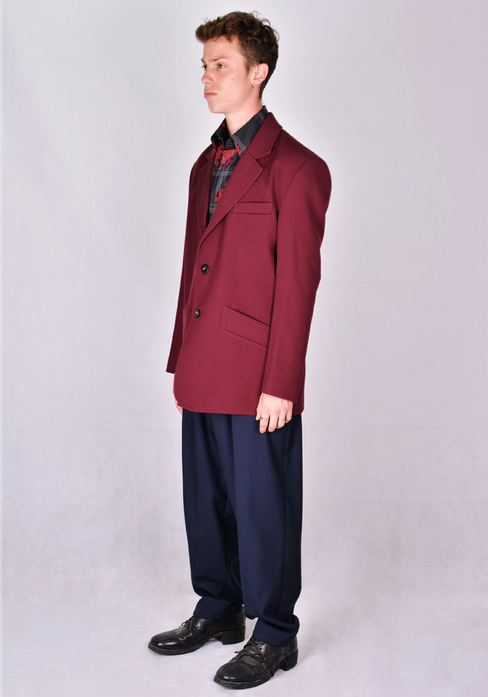 ERNEST W. BAKER SINGLE BREASTED WELT POCKET BLAZER BORDEAUX | 50