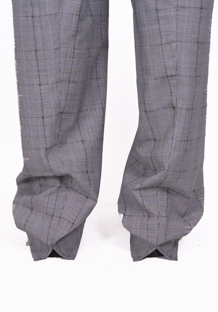 OVERCOAT DRAWSTRING WIDE LEG TROUSER GLEN CHECK | 50%OFF SALE
