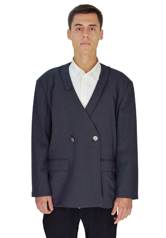 TAC:TAC TA93-FD021 COLLARLESS BLAZER GREY - DOSHABURI Shop