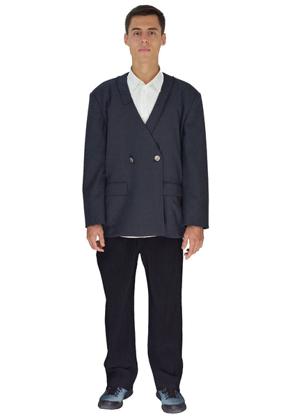 TAC:TAC TA93-FD021 COLLARLESS BLAZER GREY - DOSHABURI Shop