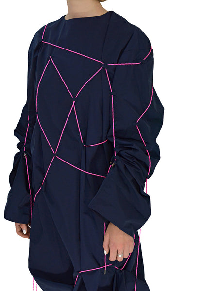 AFTER HOMEWORK TABITA LONG SLEEVE CORD DRESS NAVY - DOSHABURI Shop