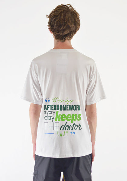AFTER HOMEWORK HEALTH PRINTED T-SHIRT WHITE - DOSHABURI Shop