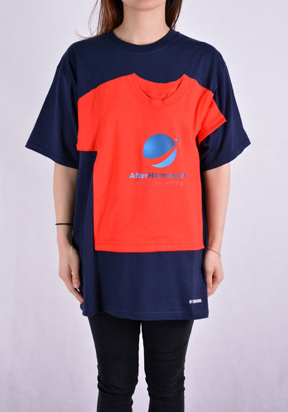 AFTER HOMEWORK LIVA2 DOUBLE T-SHIRT BLUE/RED - DOSHABURI Shop