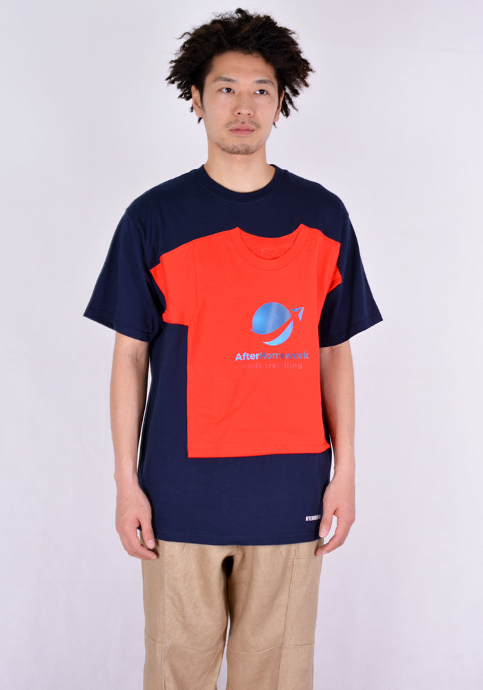 AFTER HOMEWORK LIVA2 DOUBLE T-SHIRT BLUE/RED 20SS | 50%OFF SALE