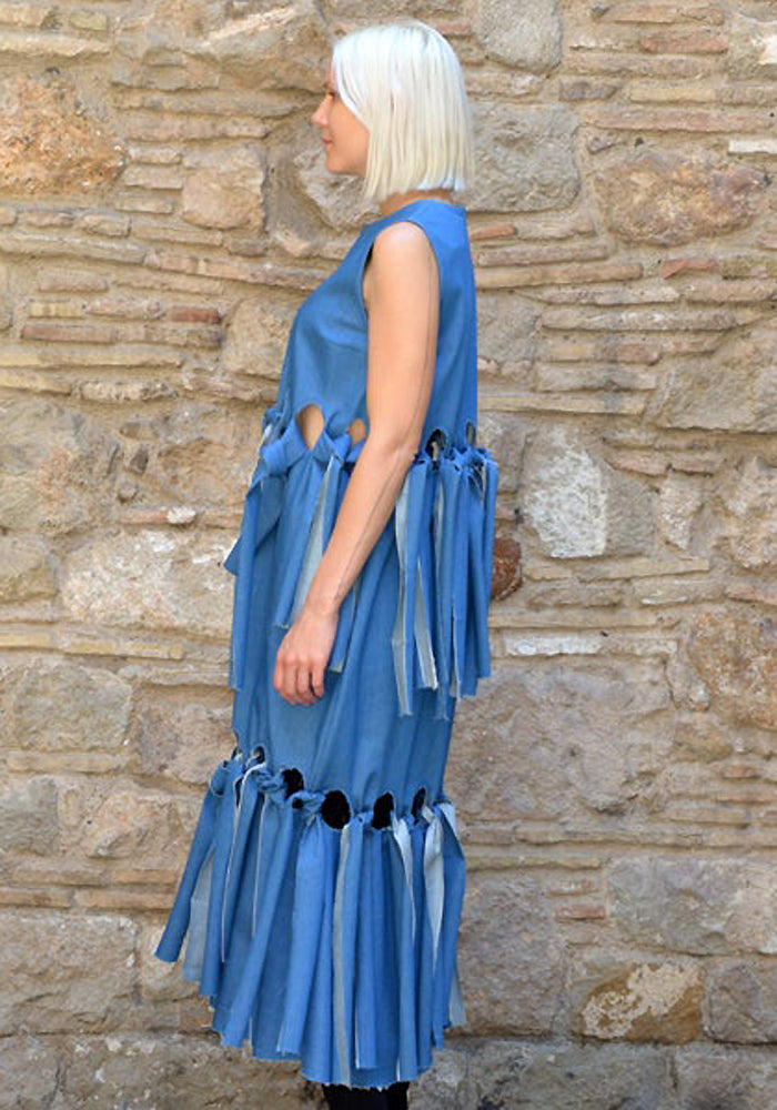 ALEXANDRA MOURA STRETCH DENIM DRESS BLUE | 50%OFF-Sale