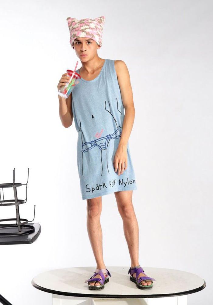 BERNHARD WILLHELM LONG TANKTOP LIGHT BLUE | 50%OFF SALE | DOSHABURI