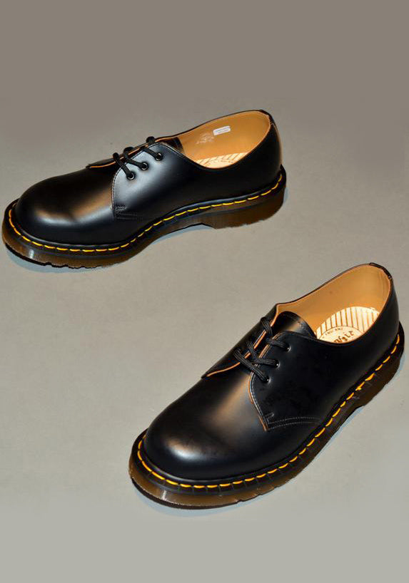 MARTENS VINTAGE 1461 LEATHER SHOES BLACK QUILON MADE IN