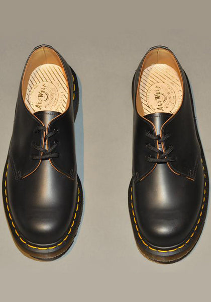 DR. MARTENS VINTAGE 1461 LEATHER SHOES BLACK QUILON MADE IN ENGLAND - DOSHABURI Shop