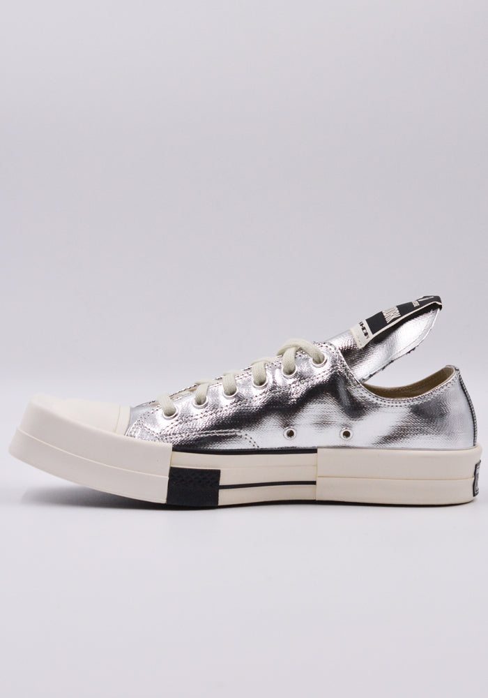 RICK OWENS DRKSHDW CONVERSE TURBODRK OX DENIM SHOES SILVER/WHITE