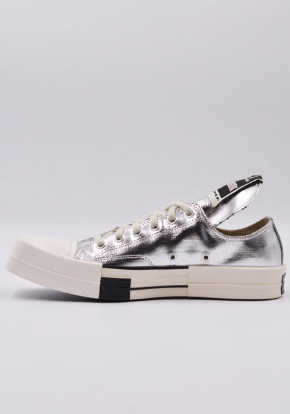 RICK OWENS DRKSHDW CONVERSE TURBODRK OX DENIM SHOES SILVER/WHITE FW22