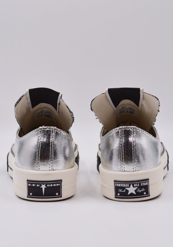 RICK OWENS DRKSHDW CONVERSE TURBODRK OX DENIM SHOES SILVER/WHITE