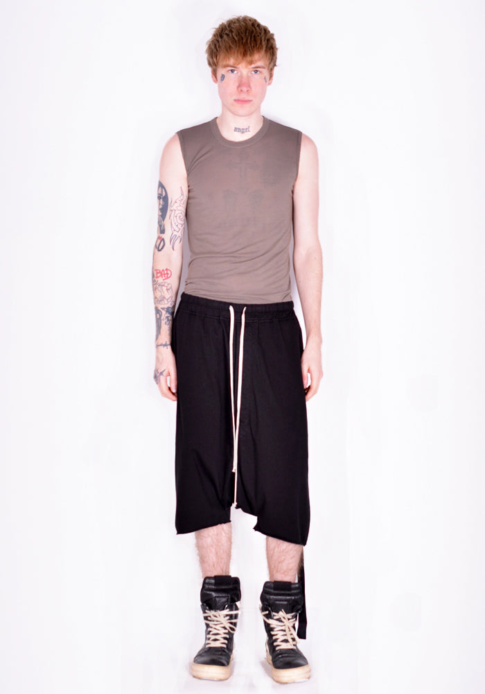 RICK OWENS DRKSHDW DU01B7380 RN DRAWSTRING PODS SHORTS BLACK