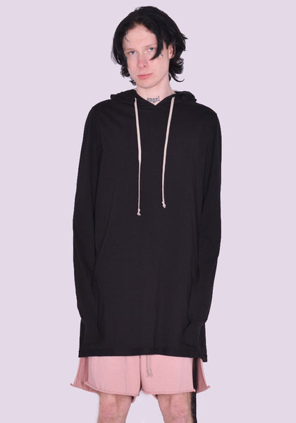 RICK OWENS DRKSHDW HOODED LONG SLEEVE T-SHIRT BLACK SS23 | DOSHABURI Online Shop