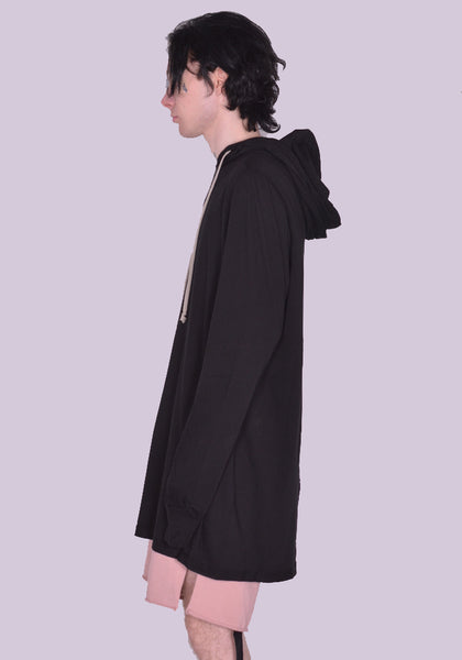 RICK OWENS DRKSHDW HOODED LONG SLEEVE T-SHIRT BLACK SS23 | DOSHABURI Online Shop