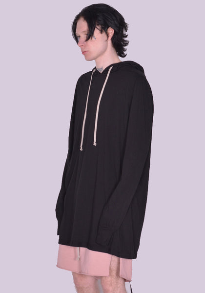 RICK OWENS DRKSHDW HOODED LONG SLEEVE T-SHIRT BLACK SS23 | DOSHABURI Online Shop