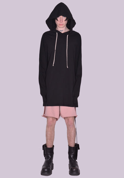 RICK OWENS DRKSHDW HOODED LONG SLEEVE T-SHIRT BLACK SS23 | DOSHABURI Online Shop