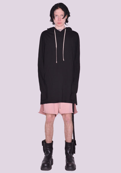 RICK OWENS DRKSHDW HOODED LONG SLEEVE T-SHIRT BLACK SS23 | DOSHABURI Online Shop