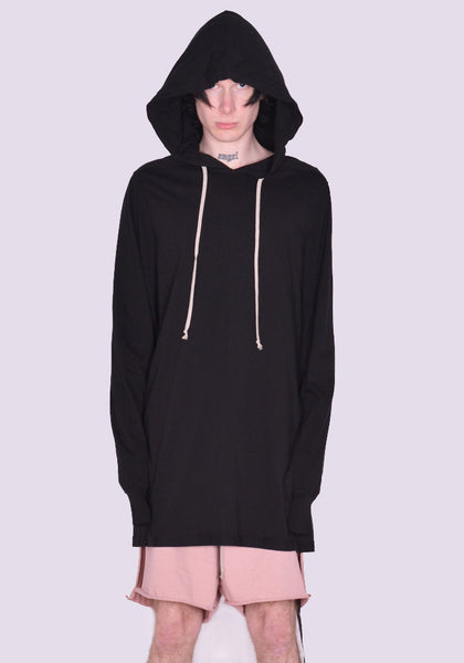 RICK OWENS DRKSHDW HOODED LONG SLEEVE T-SHIRT BLACK SS23 | DOSHABURI Online Shop