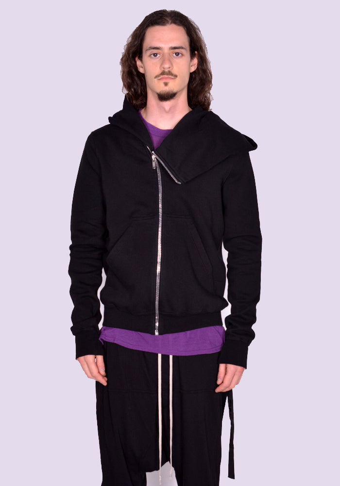 RICK OWENS DRKSHDW MOUNTAIN ZIP SWEAT HOODIE BLACK SS23 | DOSHABURI