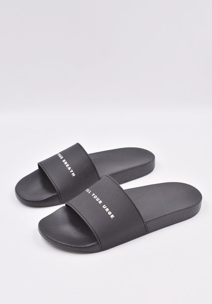 RICK OWENS DRKSHDW MENS RUBBER SLIDE SANDALS BLACK/MILK SS23 | DOSHABURI Online Shop