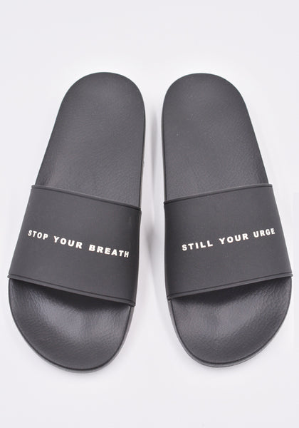 RICK OWENS DRKSHDW MENS RUBBER SLIDE SANDALS BLACK/MILK SS23 | DOSHABURI Online Shop