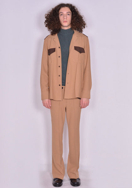 ERNEST W. BAKER SH28 RP08 CONTRAST POCKET OVERSHIRT CAMEL FW22 | DOSHABURI Online Shop