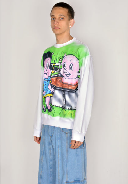 SKY HIGH FARM SHF03T026 ALLY BO PIG PRINT SWEATSHIRT WHITE SS23 | DOSHABURI Online Shop