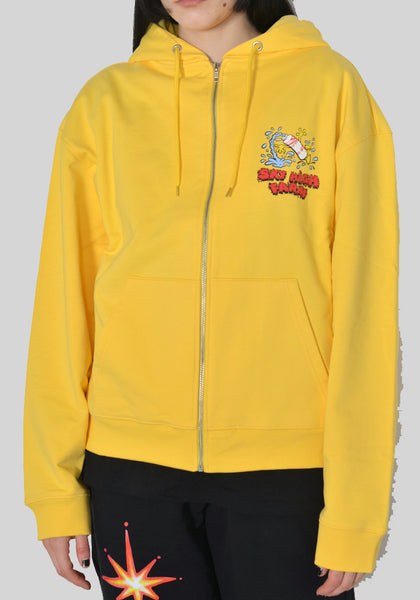 SKY HIGH FARM SHF03T023 SLIPPERY WHEN WET GRAPHIC ZIP SWEAT HOODIE YELLOW SS23 | DOSAHBURI Online Shop