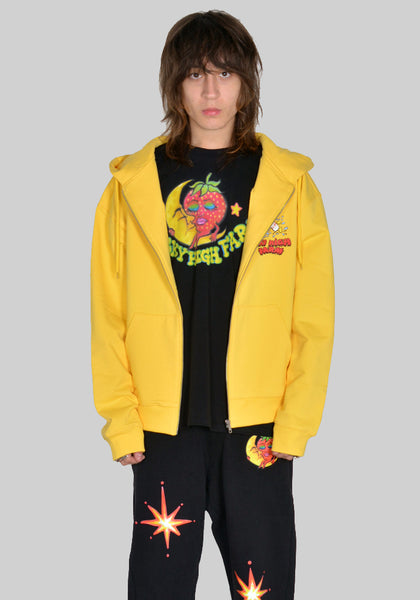 SKY HIGH FARM SHF03T023 SLIPPERY WHEN WET GRAPHIC ZIP SWEAT HOODIE YELLOW SS23 | DOSAHBURI Online Shop