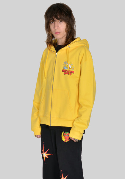 SKY HIGH FARM SHF03T023 SLIPPERY WHEN WET GRAPHIC ZIP SWEAT HOODIE YELLOW SS23 | DOSAHBURI Online Shop